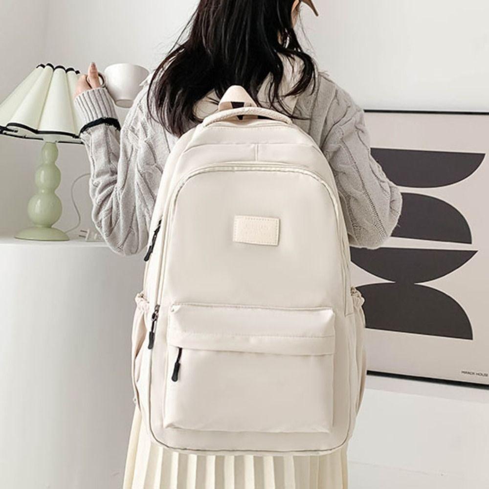 Simple Large Capacity Backpack Solid Color College Backpack Durable Laptop School Bag Outdoor