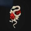 Retro Red Rose Gold Snake Brooch - High-end, Exquisite Corsage with A Touch of Unique Charm and Sparkling Rhinestones.
