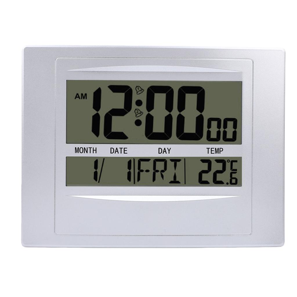 Digital Calendar Clock Large Display Electronic Temperature Meter Silent Alarm Clock for Bedroom Living Room