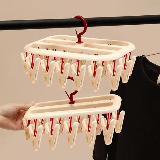 Rotatable 360° Clothes Drying Racks, Strong Windproof Non-Slip Multi-Clip Design, Appropriate Spacing Durable PP Clips, for Balcony Clothes Socks