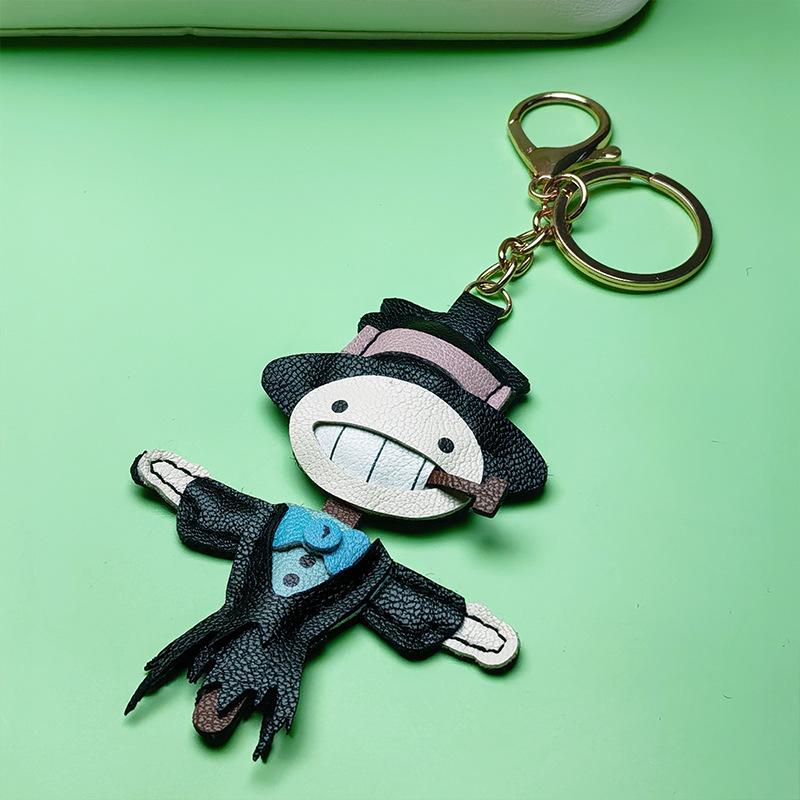 Pu Leather Cute Scarecrow Keychain Backpack Hanging Ornament Cartoon Style Key Accessory Retro Style Car Key Holder