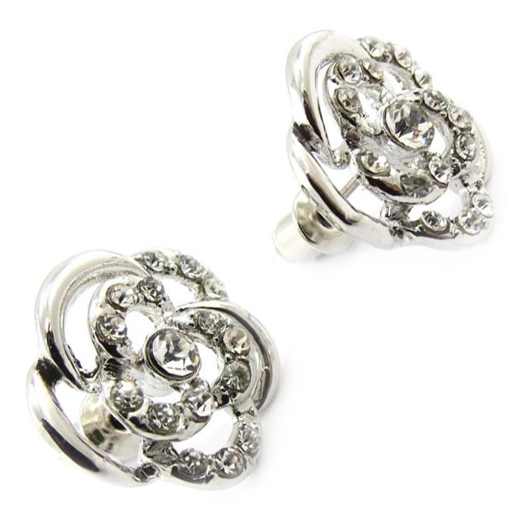 Les Trésors De Lily [J4043] - Silver 'Flora' Designer Earrings