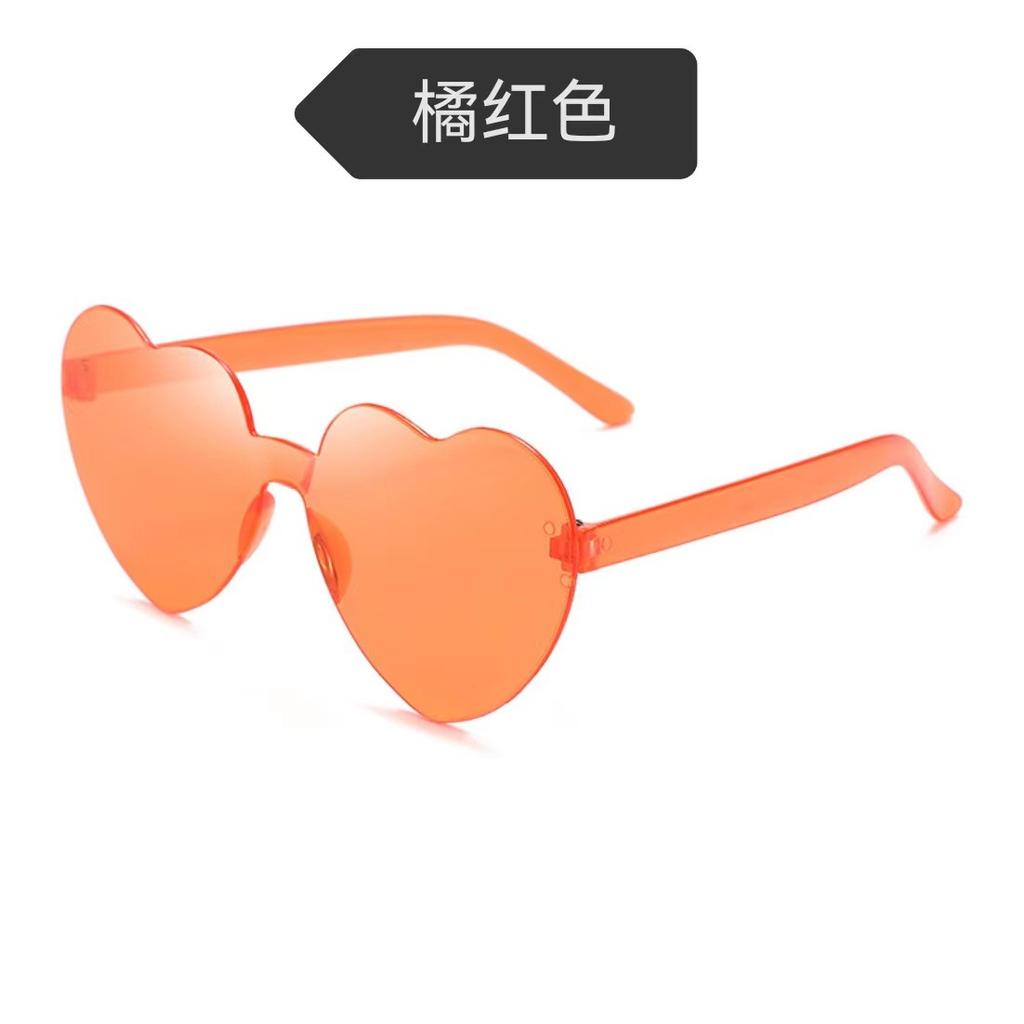 Peach Heart Sunglasses Love Glasses Trend Frameless One-Piece Marine Film Dazzling Color Sunglasses