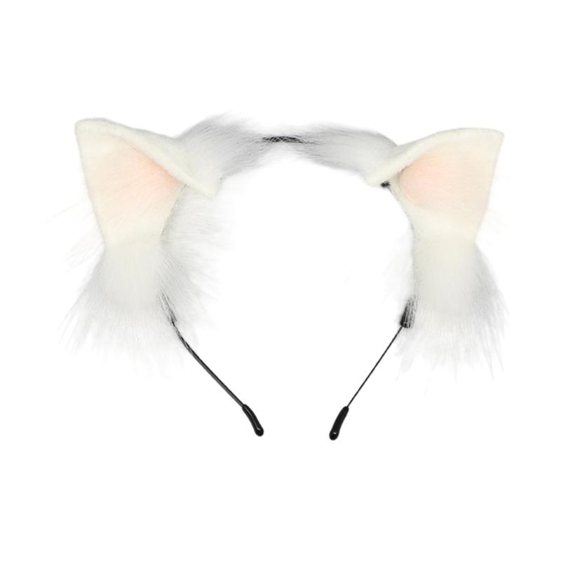 Lovely Plush Tail Animal Tail Cats Ears Headband Foxes Tail Adjustable Belt for Halloween Christmas Carnivals Party