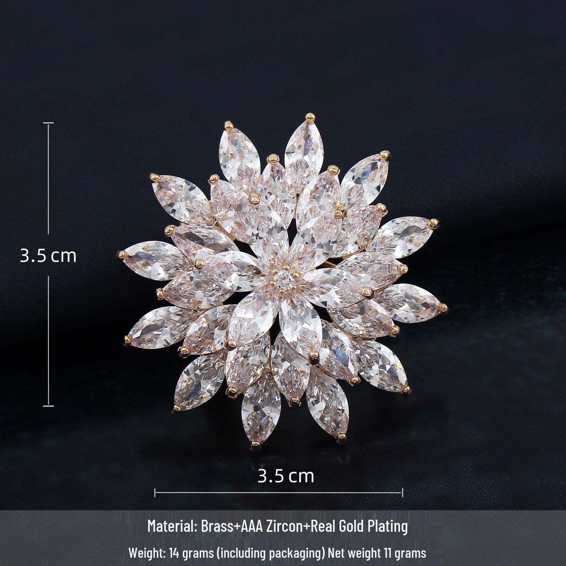 Luxurious Sunflower Brooch with Zirconia Inlay for Women - Premium Suit Lapel Pin.
