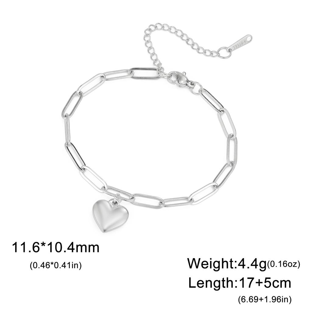 Heart Beads Charm Bracelet Stainless Steel Gold Double Layer Chain Bracelets Trendy Women Jewelry Mother's Day Gift