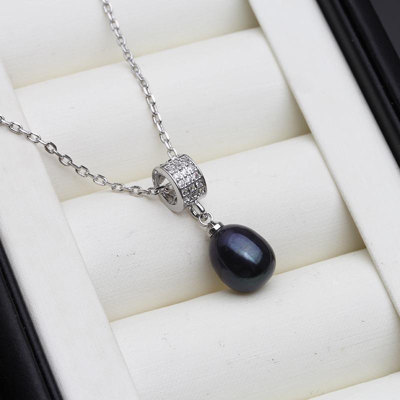 Trend Freshwater Natural Pearl Necklace pendant For Women,Real 925 Sterling Silver Pearl Pendant necklace Wife Engagement Gift