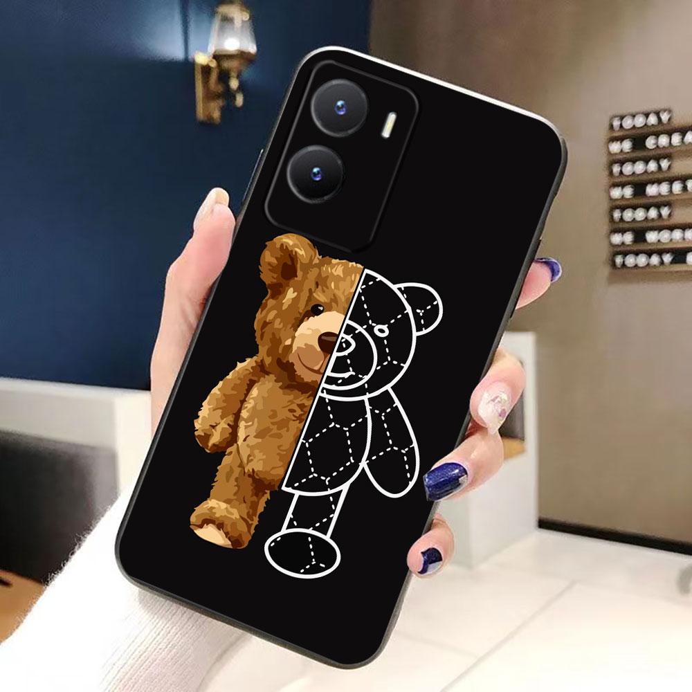 Naughty Cute Bear Phone Case For VIVO V60 V50 V40 LITE S1 V17 V20 SE V21 V23 V23E V25 V25E V27 V27E V29 V29E V30 Case Cover Capa
