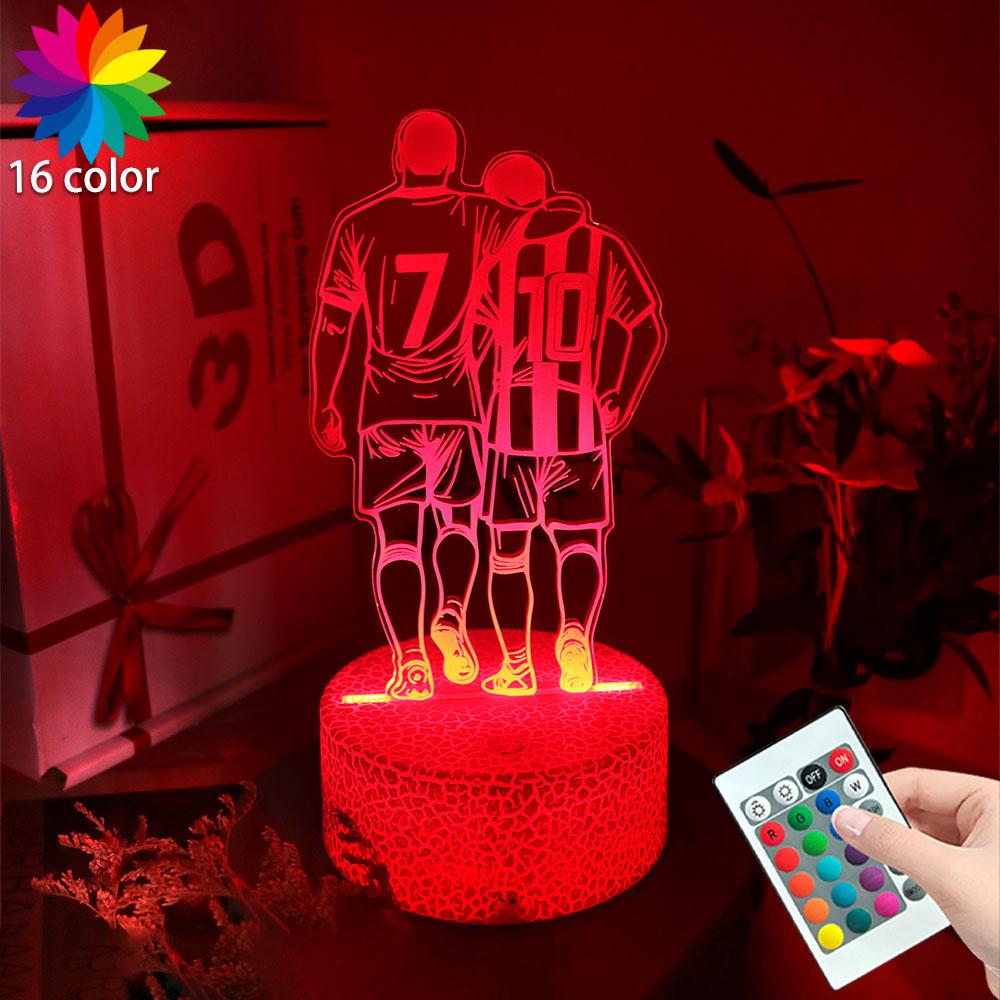 Football Player Night Light Touch Remote Control RGB LED Lamp Bedroom Decorate Novelty Creative Sports Theme Gift Boys Kids Fans