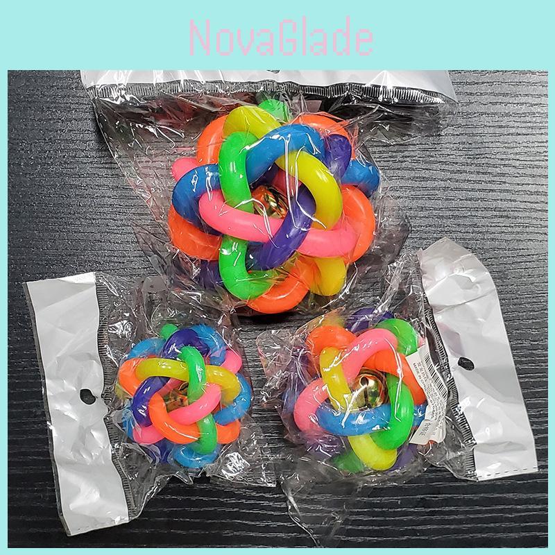 Colorful Bell Ball Small Size Rubber Braided Ball For Dogs Pet Toy Wholesale