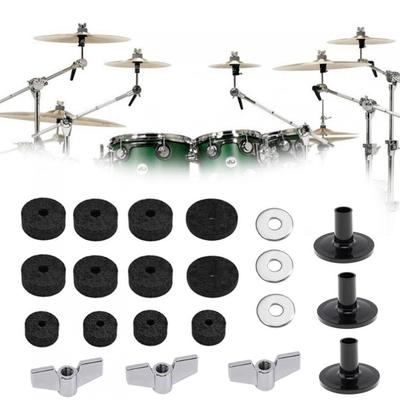 21-teiliges Ersatzteil-Set für Jazz-Drum-Becken-Filzpads mit Beckenhülsen, Flügelmuttern, Unterlegscheiben und Wollfilzpads