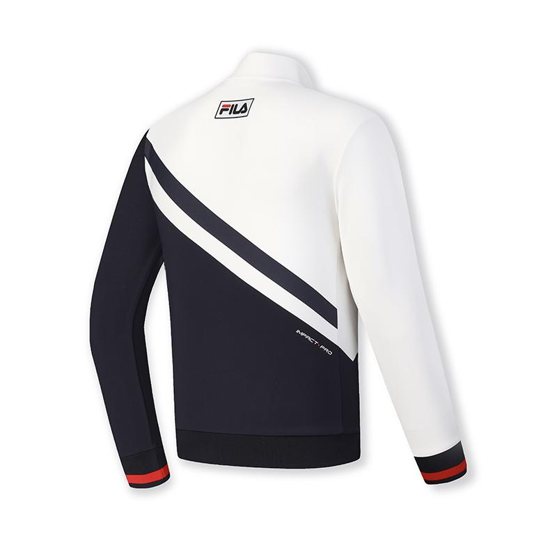 FILA Retro Sports Comfortable Color Block Stand Collar Long Sleeve Jacket Men Jacket Royal-Blue A11M443507F-NV