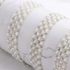 1Yard ABS Round Pearl Rhinestone Trim Hot Fix Crystal Banding Applique Trimming Iron-on Wedding Dress Clothing Fabric Accessory