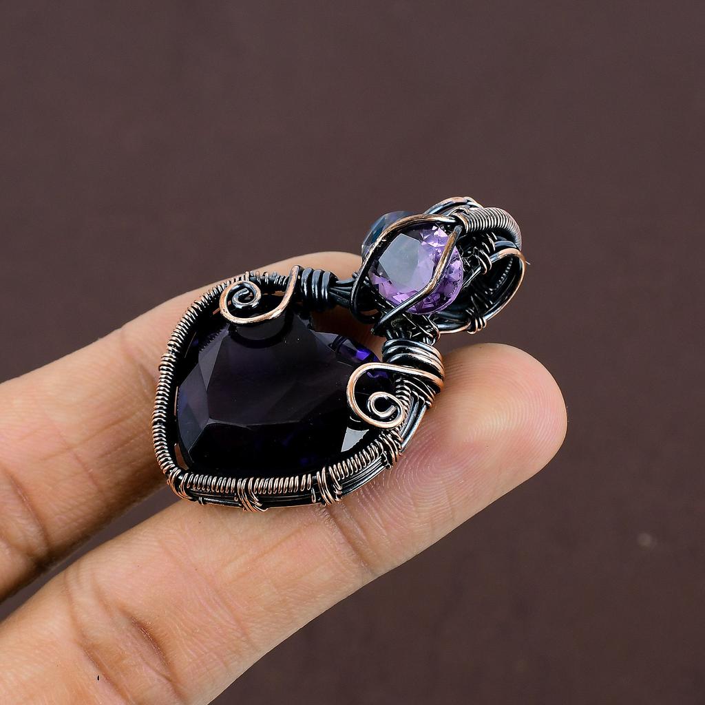 Amethyst Handmade Copper Wire Wrap Gift Jewelry Pendant 1.97" l6z89