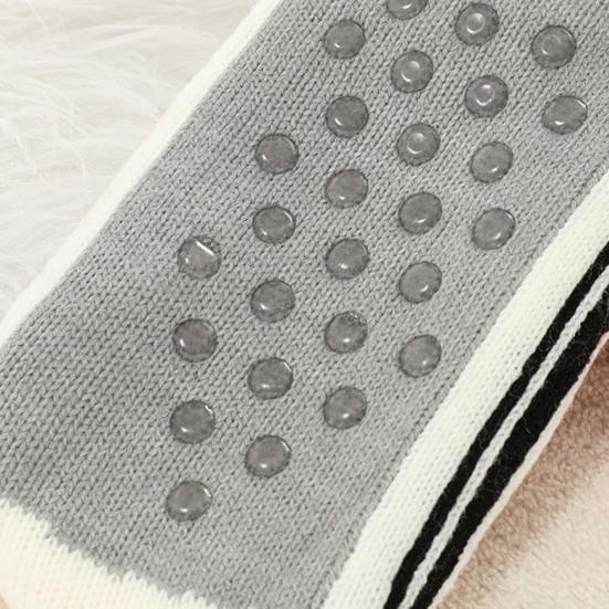 1 Pair Sleeping Socks Non-Slip Silicone Grip Soles Mid-tube Floor Socks Thickened Fleece Lining Indoor Socks