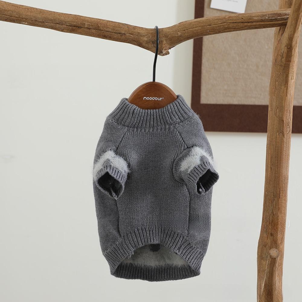 Pet Autumn and Winter Flower Sweater Soft Round Neck Base Sweaters Knitted Sweater Pet Coat Dog Clothes for Small Dogs (Gray,S) серый