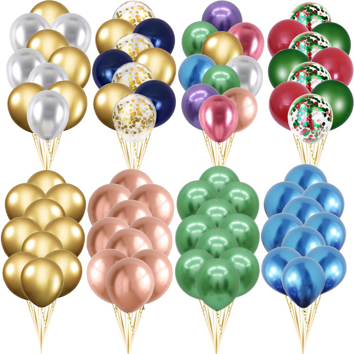 

10 шт. золотые серебряные черные металлические латексные шары-конфетти свадебные украшения матовые шары украшения для дня рождения