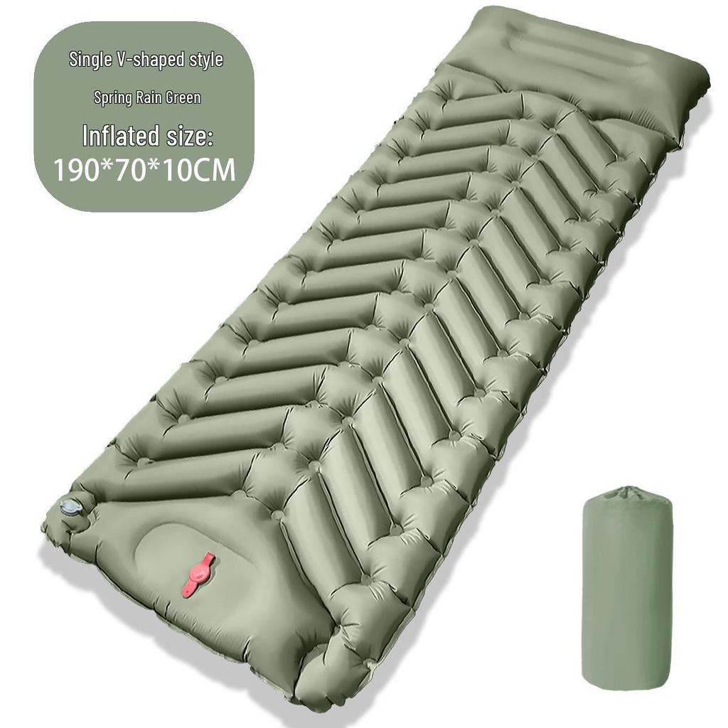 Inflatable TPU Camping Mat with Foot Pump - Portable & Foldable for Outdoor, Beach, or Picnic Use.