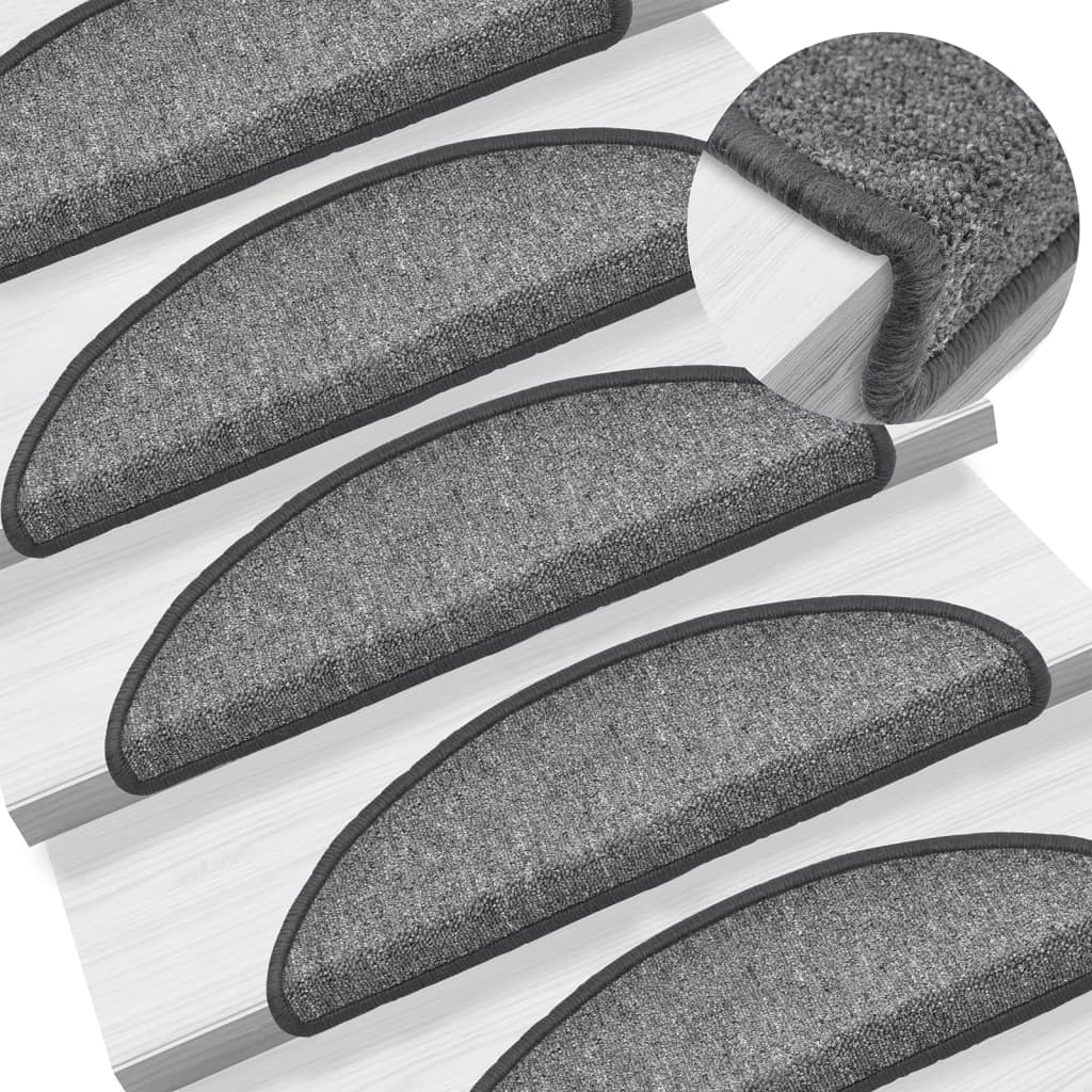 vidaXL Stufenmatten 15 Stk. 56x17x3 cm Dunkelgrau Halbrund