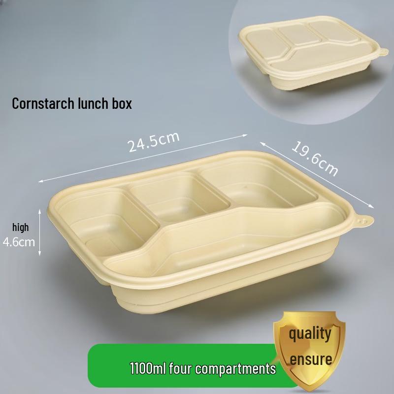 Yuzhuxun Corn Starch 4-Compartment Disposable Meal Prep Containers
