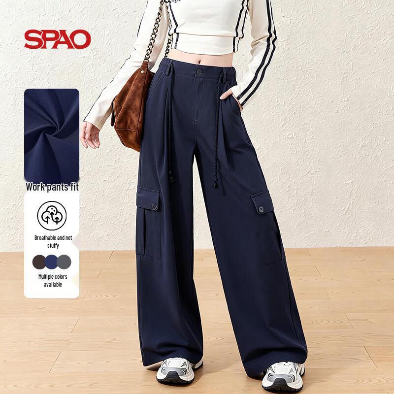 Женские брюки-карго SPAO Cool прямого кроя S темно-синий