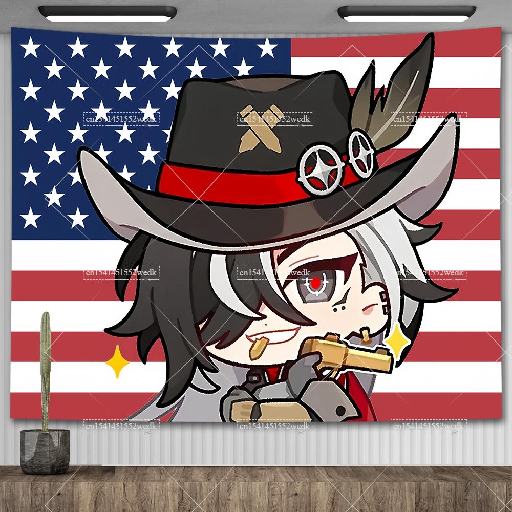 

Boothill Tapestry Honkai Star Rail Настенные гобелены Мультфильмы Аниме Гобелены Декор комнаты Эстетические Манга Гобелены Украшение дома 74x94cm(29x37in)