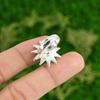 Natural Larimar Gemstone 925 Silver Multi Stone Flower Adjustable Ring For Women