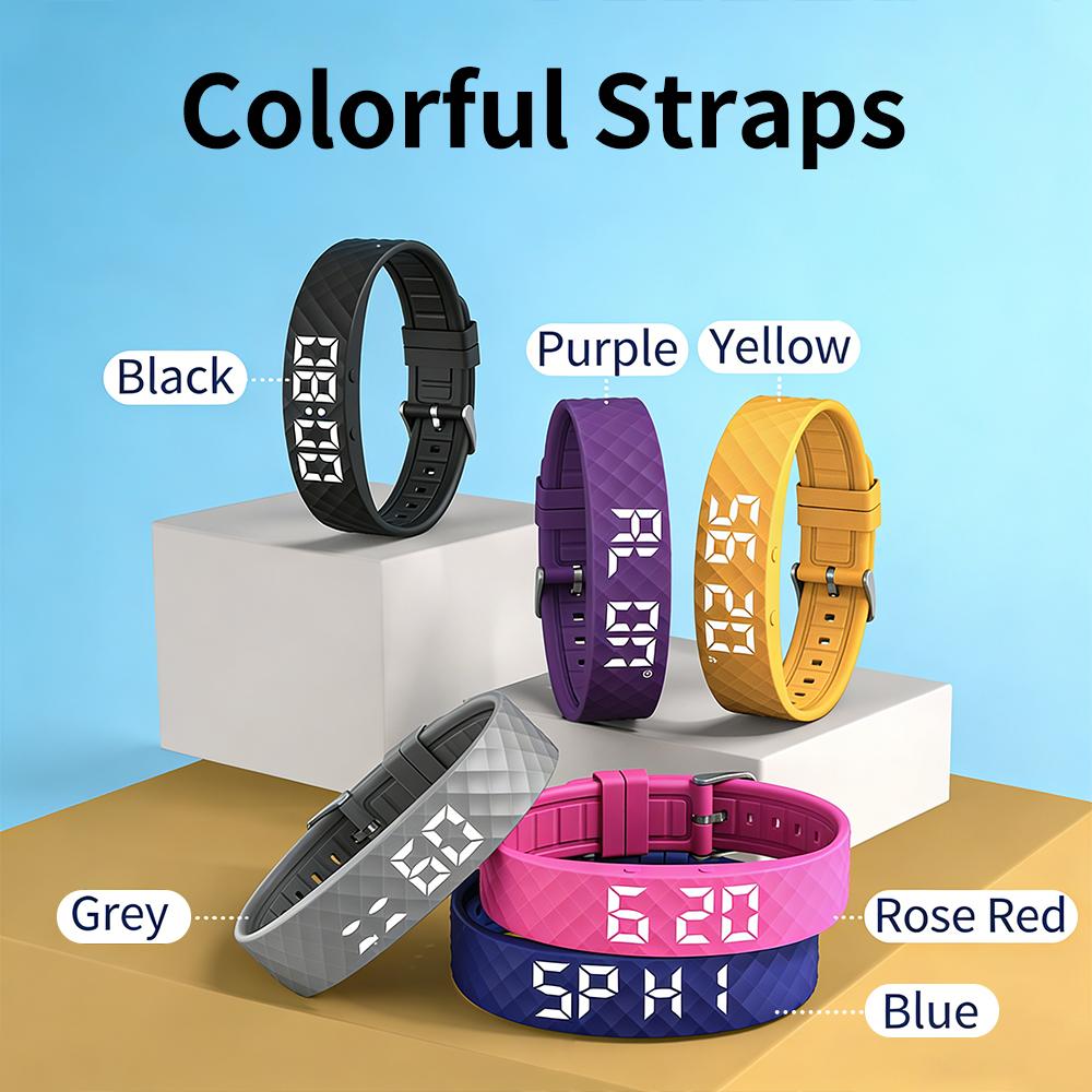 Braccialetto Intelligente LED Digitale Impermeabile Smart Clock Smartband Con contapassi per la corsa Monitor Smart Band Allarme Vibrante Promemoria