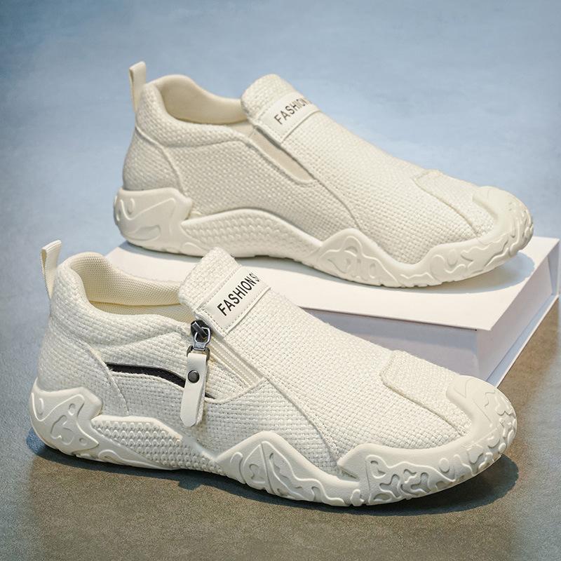 Summer cloth shoes men s casual driving shoes breathable non-slip lazy shoes sports one-pedal men s shoes 39
