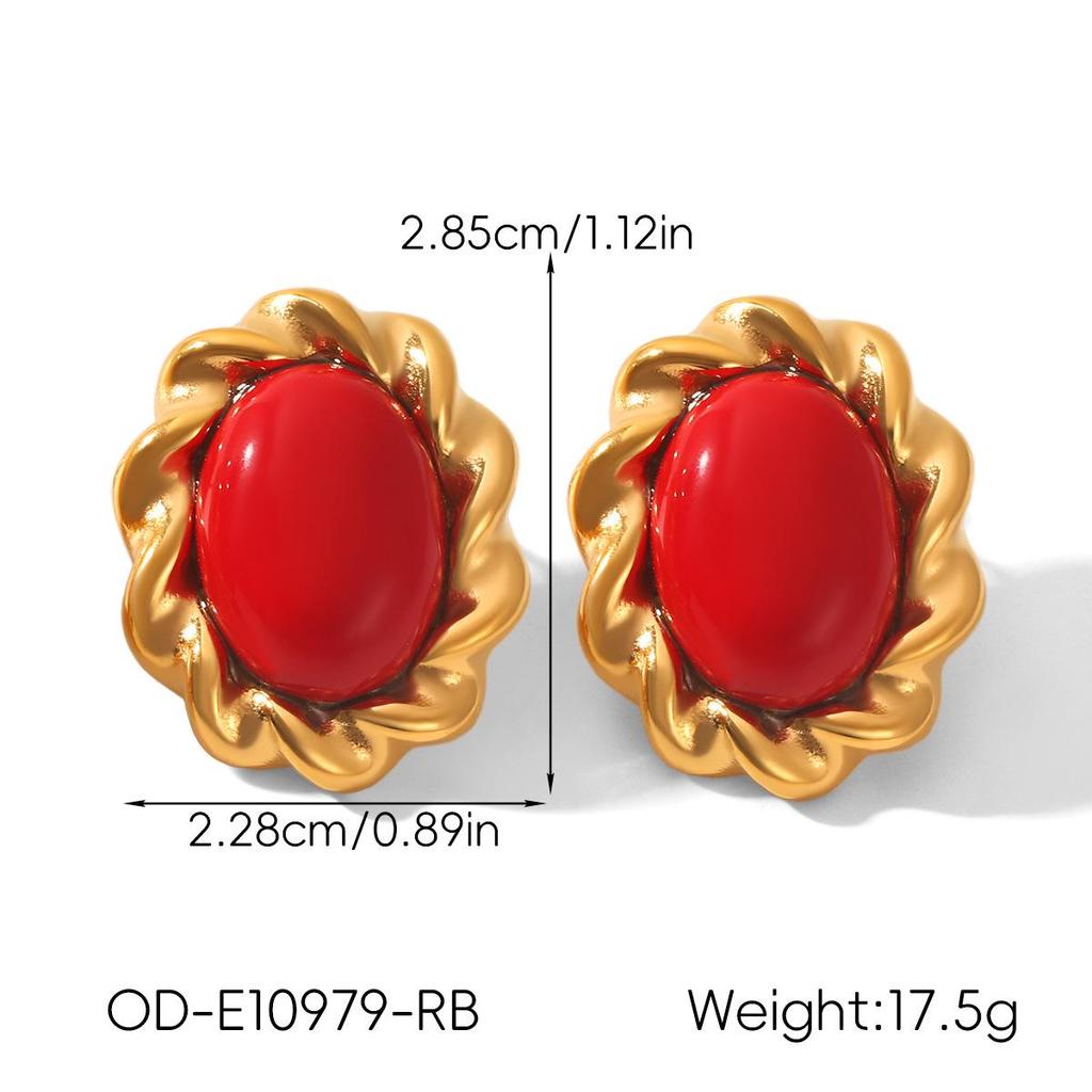 Retro Edelstahl 18k Gold Ohrringe: Nicht verblassende Titan-Ohrstecker, INS-Stil Leichter Luxusschmuck für Frauen