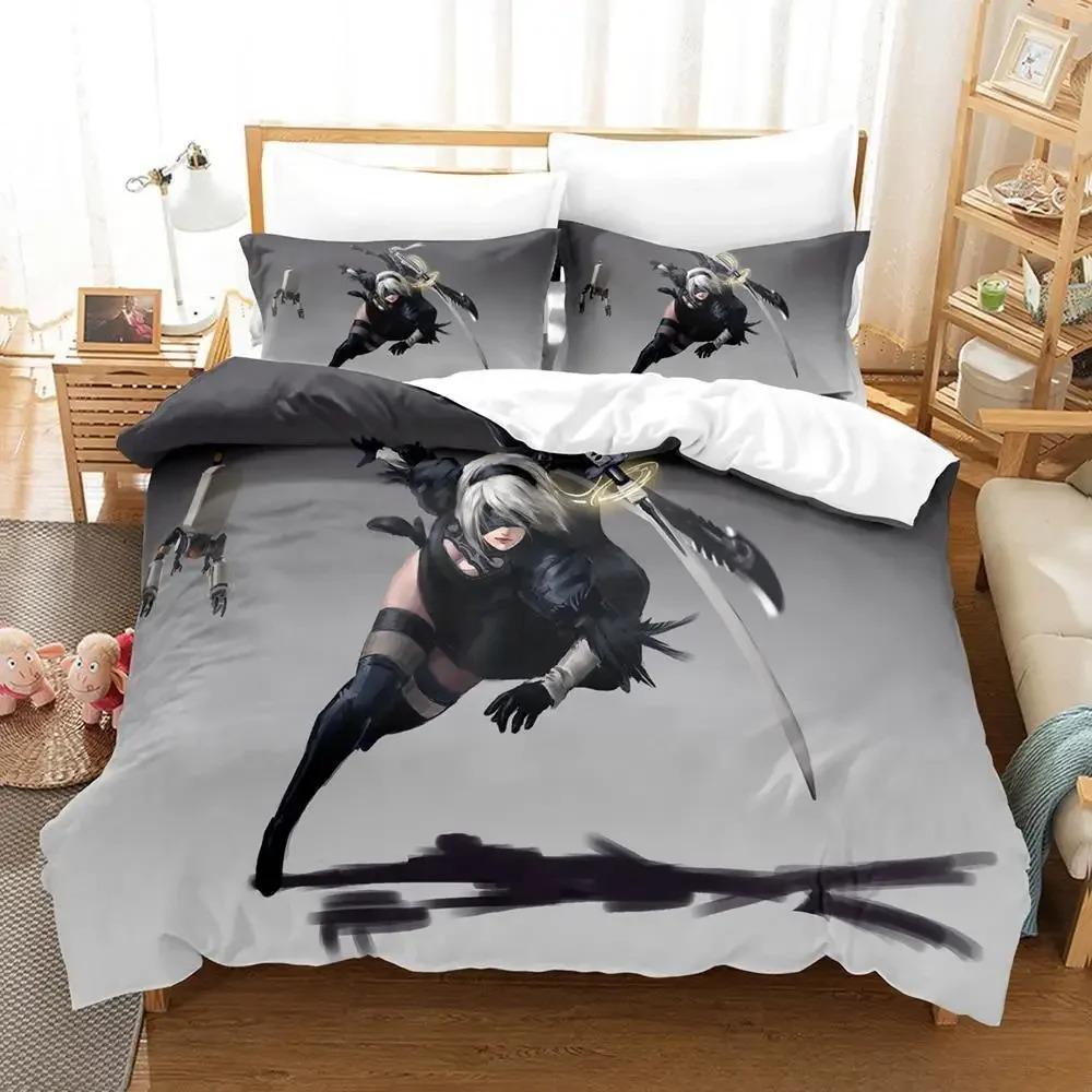 Nier Automata Bedding Set Single Twin Full Queen King Size Bed Set Adult Kid Bedroom Duvet Cover Sets 3D Anime Bed Sheet Set