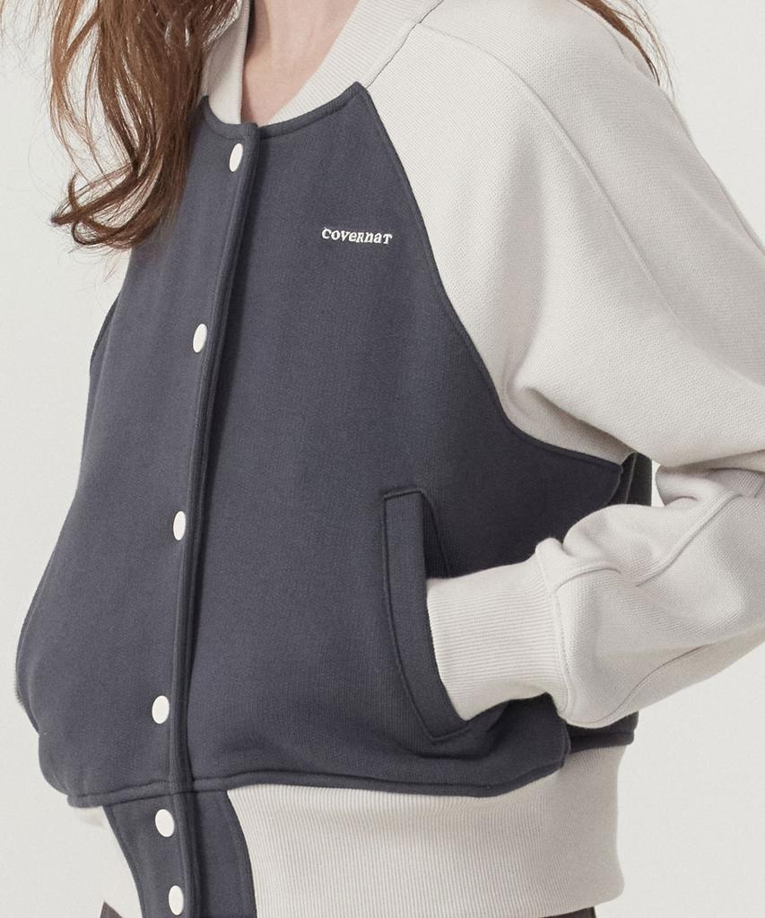 Covernat Woman Women'S Sweat Varsity Jacket Charcoal