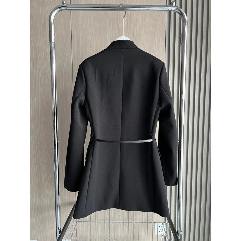 Fall/Winter Women's Coat with Belt Wool Blend Stand-up Collar Long Sleeve Overcoat