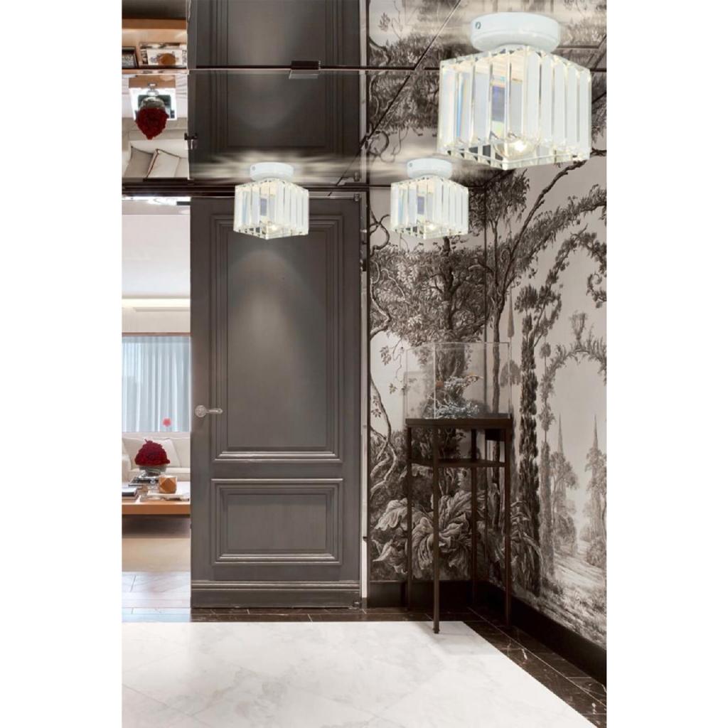 Plafonier Candelabru din piatră de un singur cristal de argint