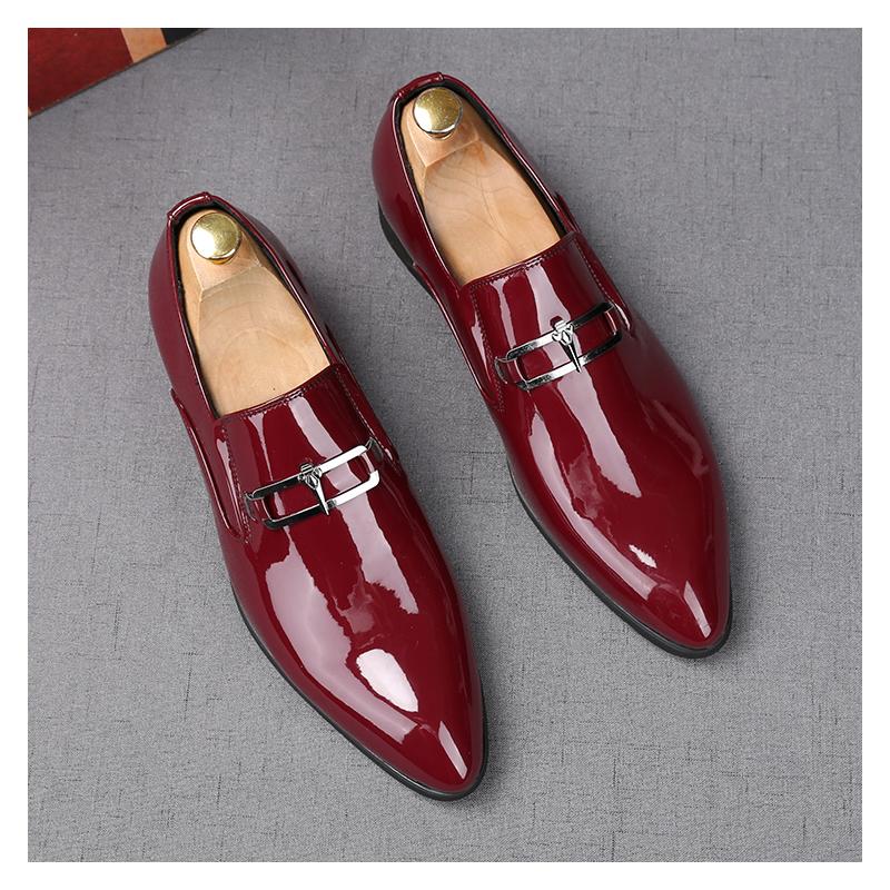 men's fashion party prom dress shoes slip-on patent leather oxfords shoe breathable summer loafers designer trend footwear