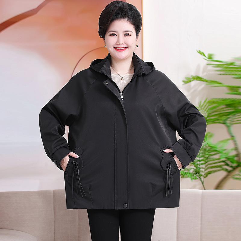 Middle-aged and elderly mother autumn coat foreign style age-reducing trench coat year-old grandmother spring and autumn national style top women