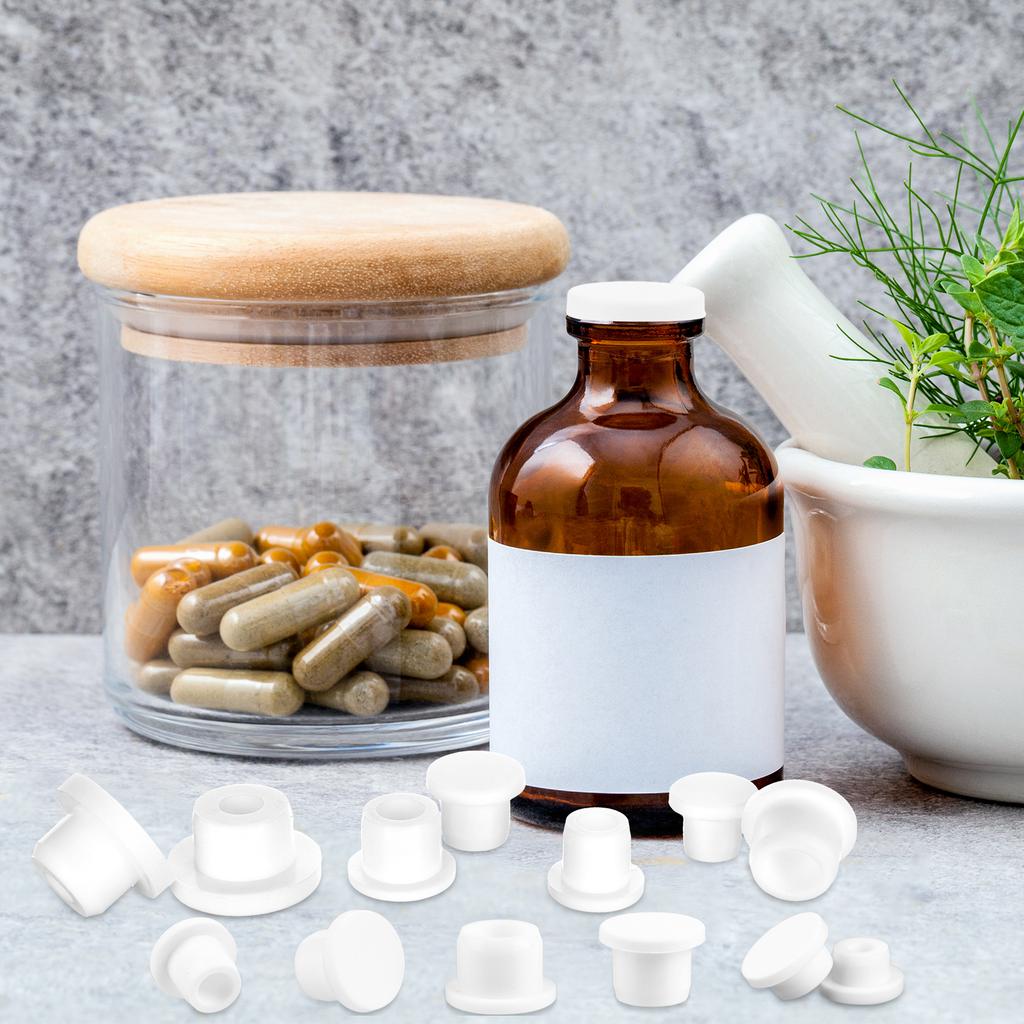 30 Stück Weiß Wasserdicht Silikon Stopper Flaschenverschluss Stopfen,Silikon Salz- und Pfefferstreuer Stopper,Ersatzflaschenstopper Si