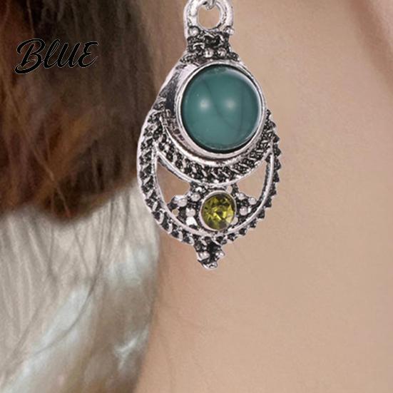 Faux Turquoise Jewelry 1 Pair Bohemian Style Drop Earrings Inlaid