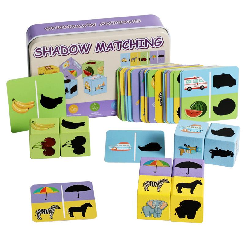 Early Education Puzzle Shadow Matching Building Block Pattern Matching Game Animal Fruit Cognitive Exercise Fine Action Toy
