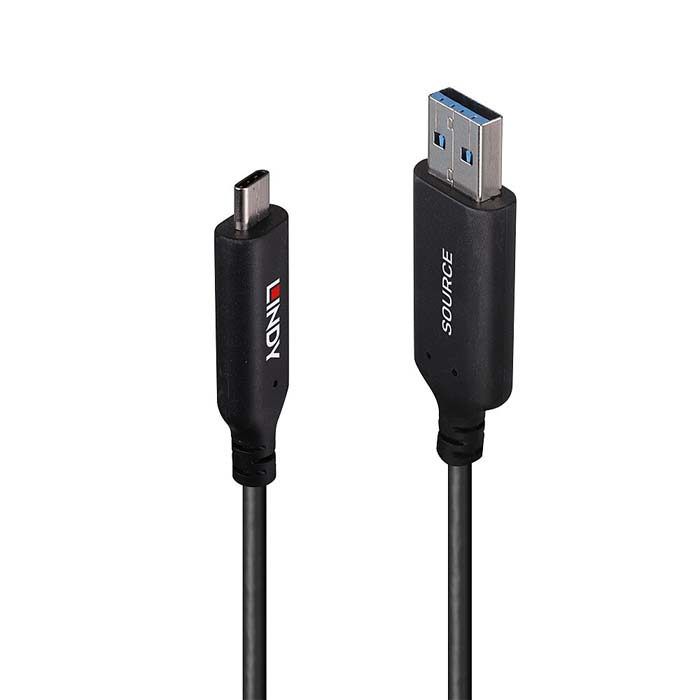 LINDY Câble USB 3.2 Gen1 Type A vers Type C hybride 5Gbps - 10m