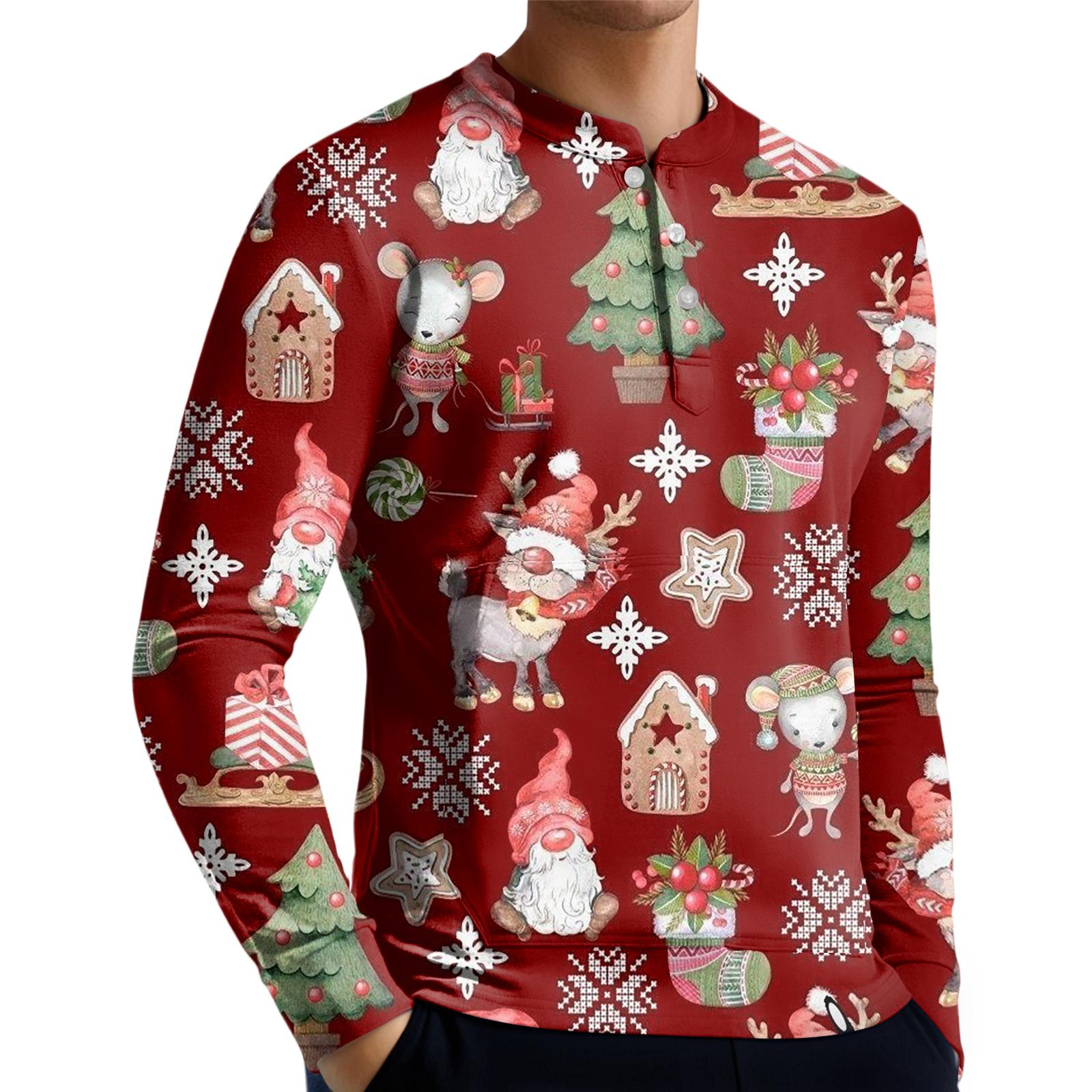 

Мужской повседневный свитшот на пуговицах, модная футболка с длинным рукавом с принтом, пуловер XL зелёный