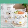 Instant Creative Ceramic Binaural Noodle Bowl With Lid Large Soup Bowl Household Soup Basin Single Student Dormitory Rice Bowl Salad Bowl