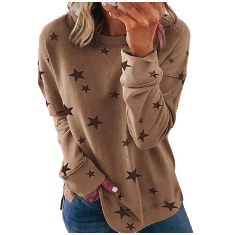 Autumn and Winter Loose Large Size Long Sleeve Printed Women's T-shirts