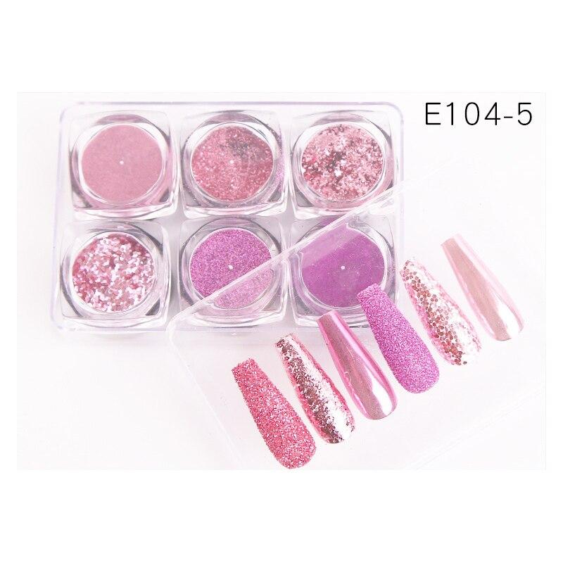 6 ks nail art třpytivý prášek na zdobení nehtů lesknoucí se pigmentové vločky flitr nail art dekorace
