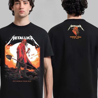 Metallica M72 Houston 2025 Eventowy T-shirt Pop Up Shop w Teksasie Na Stadionie NRG 14 czerwca 2025 Dwustronny T-shirt Unisex