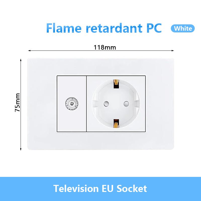 EU Korea Stromstecker mit 16A USB-Steckdose, Elektrisches 2-Wege-Lichtschalter-Panel, Universelle USB-Typ-C 20W Schnellladebuchse 220V