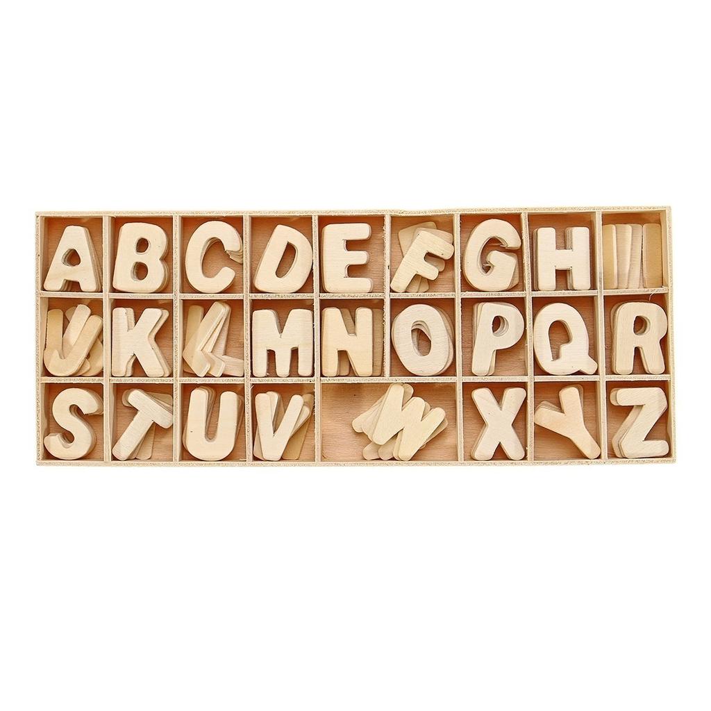 156pcs Wood Embellishments Wooden Letters Alphabet Scrapbook Craft Kids Toys Gift for Early Learning