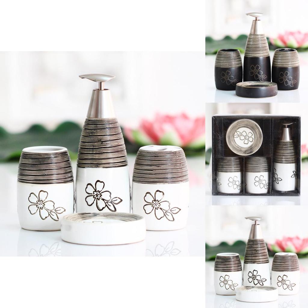 Hochwertiges Keramik-Badezimmerset mit Blumenmuster für Geschenke und Feiertagsgebrauch