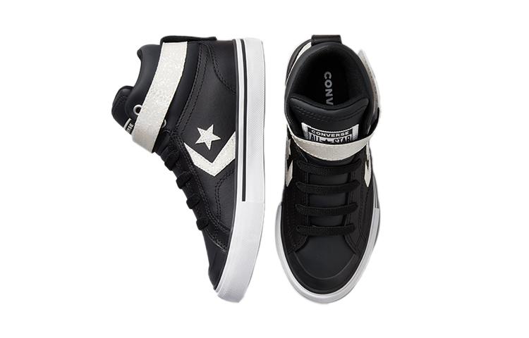 Converse Pro Blaze Strap Abrasion Resistant Abrasion Resistant High Top Kids' Skateboarding Shoes Black White 672128C