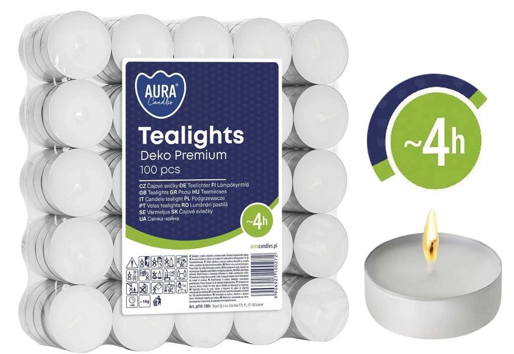 Aura Podgrzewacze Tealights Deko Premium 4H 100 Szt. Pf10-100S